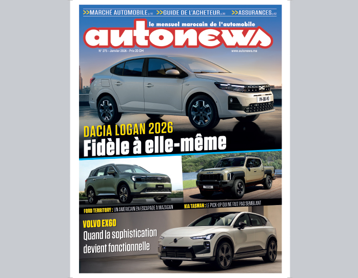 Couverture autonews magazine mettant en avant dacia logan 2026 ford territory 2026 kia tasman et volvo e x 60 avec un dossier consacré au marché automobile et aux nouveautés du moment autonews magazine couverture janvier 2026