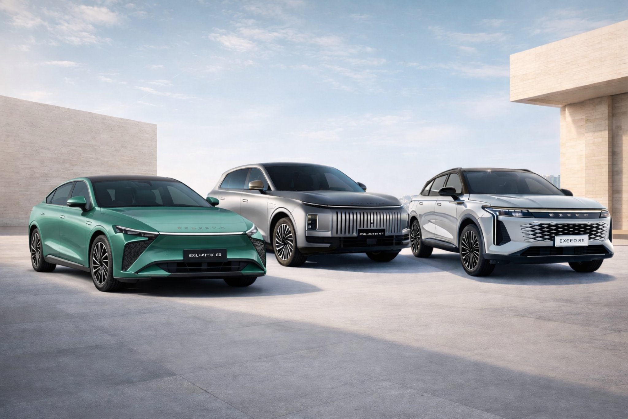 E x e e d e s e t et r x réunis berline et s u v premium de la marque e x e e d présentés ensemble exxed rx et es 2026 1 maroc autonews
