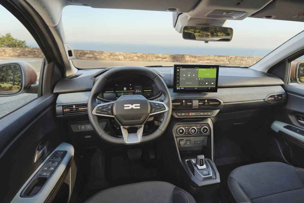 Tableau de bord Dacia Sandero Stepway 2026 avec écran tactile 10 pouces et combiné numérique 7 pouces