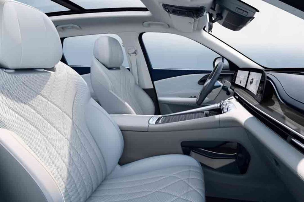 Sièges avant premium de l'EXEED RX avec fonctions chauffage ventilation et massage