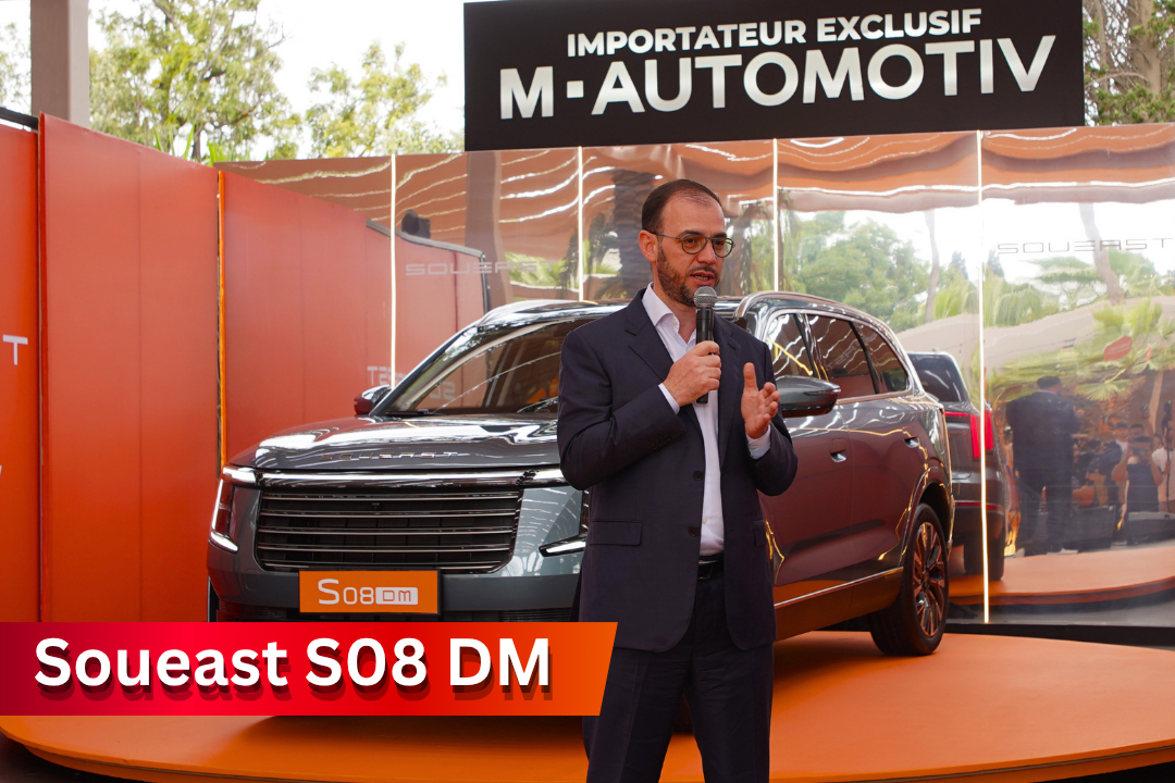 Souhail houmaini présente le nouveau soueast s 08 d m lors du premier anniversaire de la marque au maroc soueast s 08 dm 2026 1